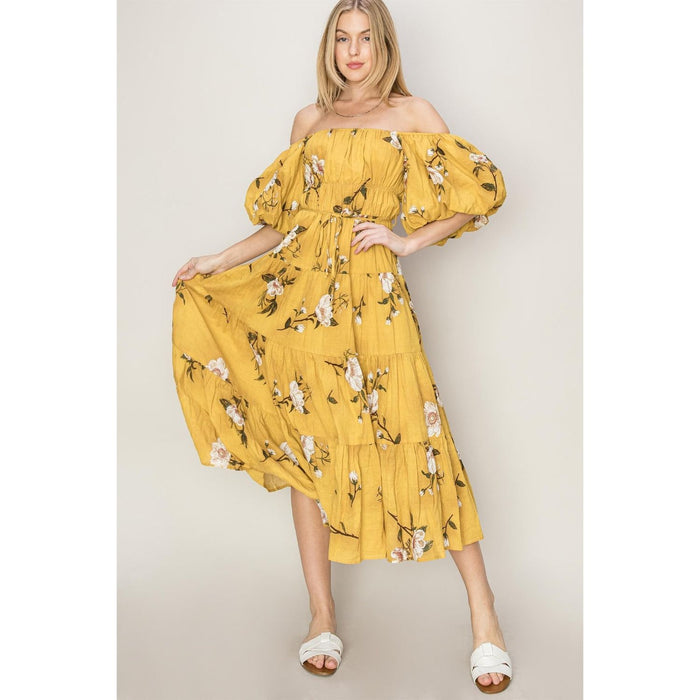 HYFVE Floral Puff Sleeve Tiered Dress