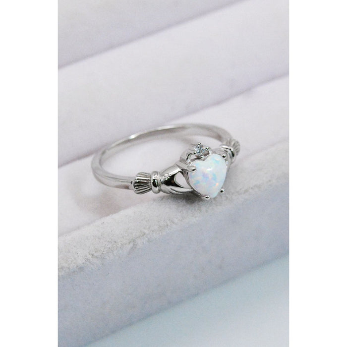 925 Sterling Silver Heart Opal Ring