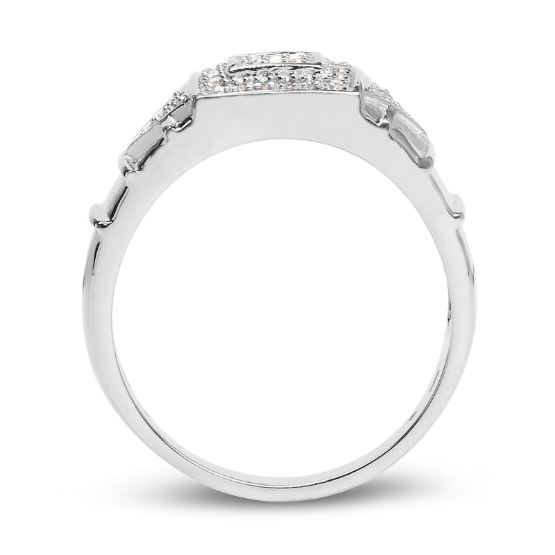 Bids.com 14K White Gold Plated 0.21 Carat Genuine White Diamond .925 Sterling Silver Ring Rings
