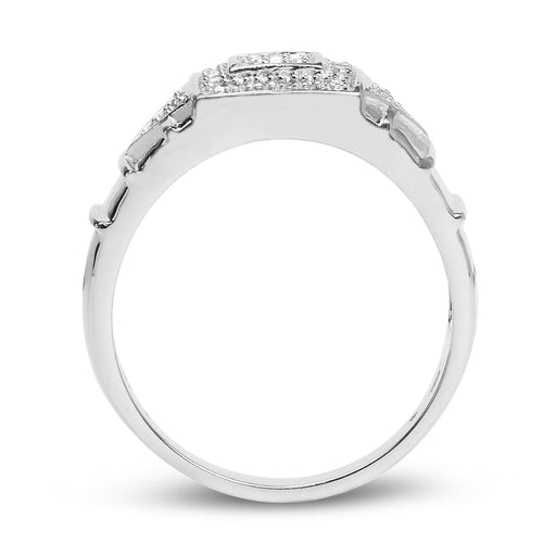 Bids.com 14K White Gold Plated 0.21 Carat Genuine White Diamond .925 Sterling Silver Ring Rings