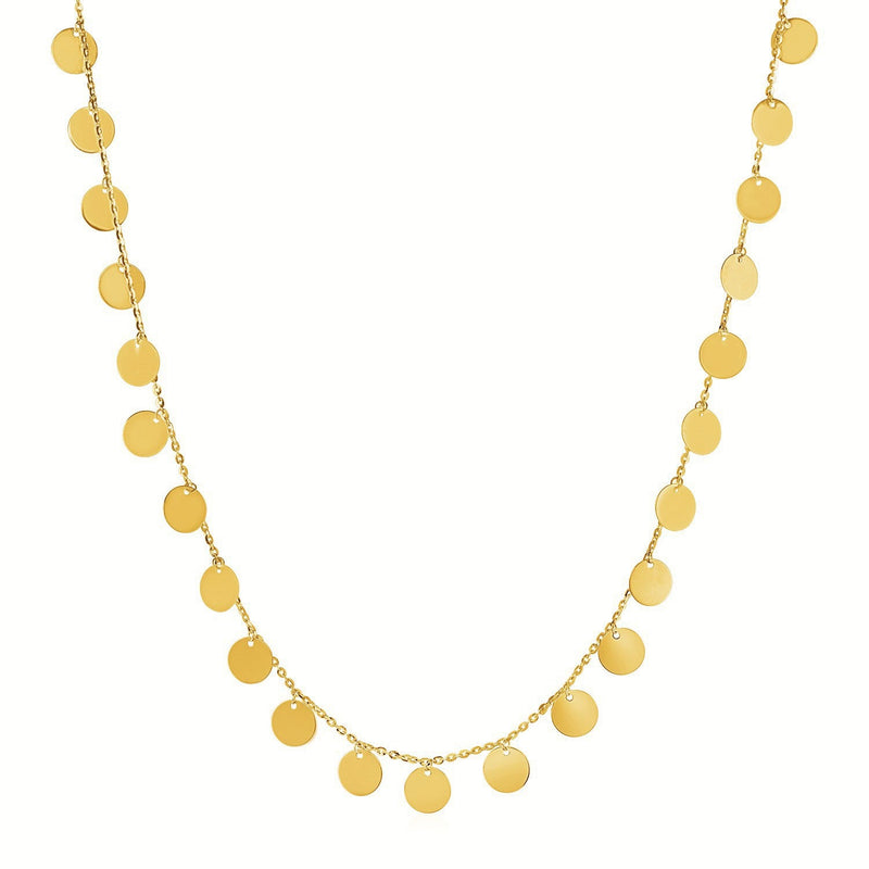 Bids.com Choker Necklace with Polished Discs in 14k Yellow Gold Necklaces