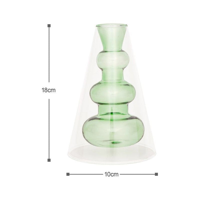 Double Layer Transparent Glass Vase 3 pcs/set