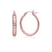 Bids.com 14k Rose Gold Hammered Oval Hoop Earrings Earrings