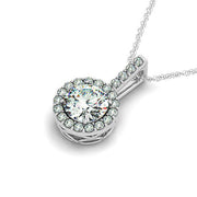 Bids.com 14k White Gold Diamond Halo Round Style Pendant (5/8 cttw) Necklaces