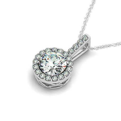 Bids.com 14k White Gold Diamond Halo Round Style Pendant (5/8 cttw) Necklaces