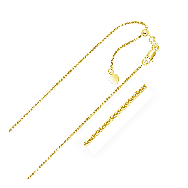 Bids.com 14k Yellow Gold Adjustable Wheat Chain 1.0mm Necklaces