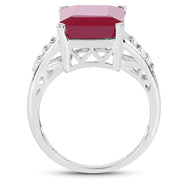 Bids.com 7.26 Carat Glass Filled Ruby and White Topaz .925 Sterling Silver Ring Rings