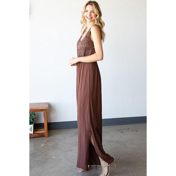 First Love Tie Back Sleeveless Slit Wide Leg Jumpsuit