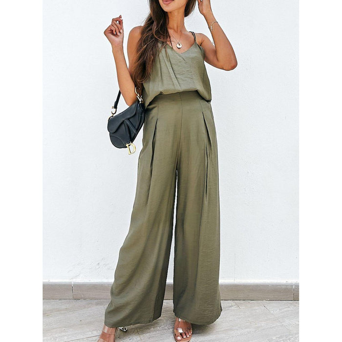 Spaghetti Strap Cami and Wide Leg Pants Set