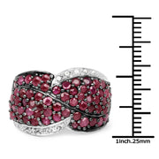 Bids.com 3.06 Carat Genuine Ruby & White Topaz .925 Sterling Silver Ring Rings