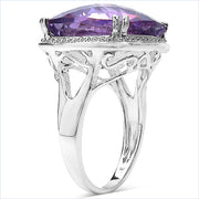 Bids.com 11.93 Carat Genuine Amethyst .925 Sterling Silver Ring Rings
