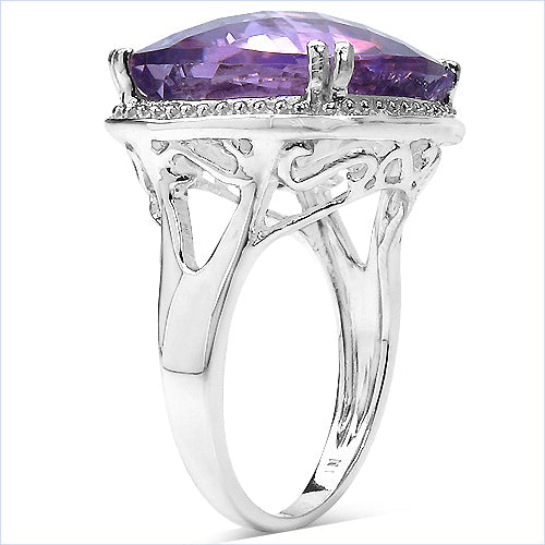 Bids.com 11.93 Carat Genuine Amethyst .925 Sterling Silver Ring Rings