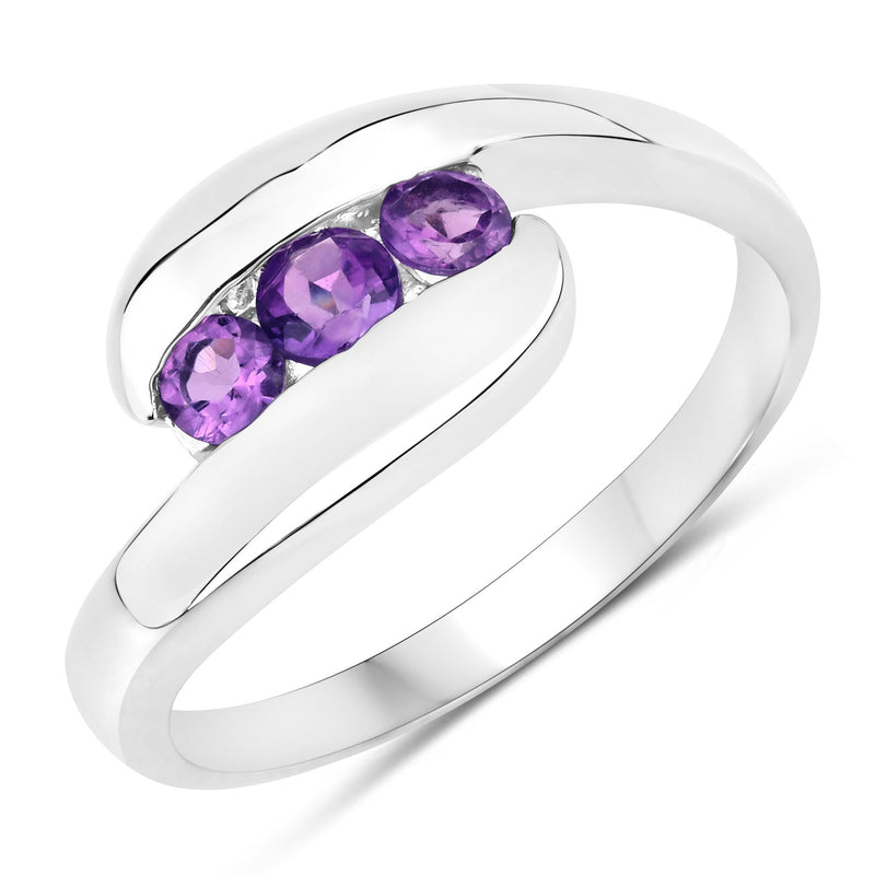 Bids.com 0.54 Carat Genuine Amethyst .925 Sterling Silver Ring Rings