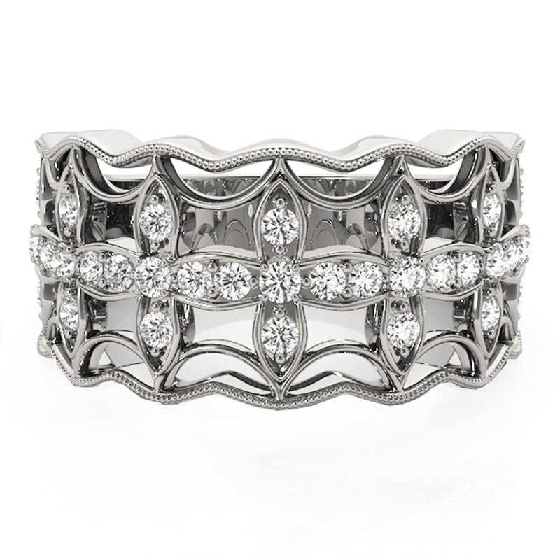 Bids.com Diamond Studded Four Leaf Clover Motif Ring in 14k White Gold (1/4 cttw) Rings