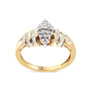 Bids.com 10K Yellow Gold 1/2 Cttw Diamond Pear Shaped Head and Multi Row Channel Set  Shank Ring (H-I Color, SI2-I1 Clarity) - Ring Size 7 Rings