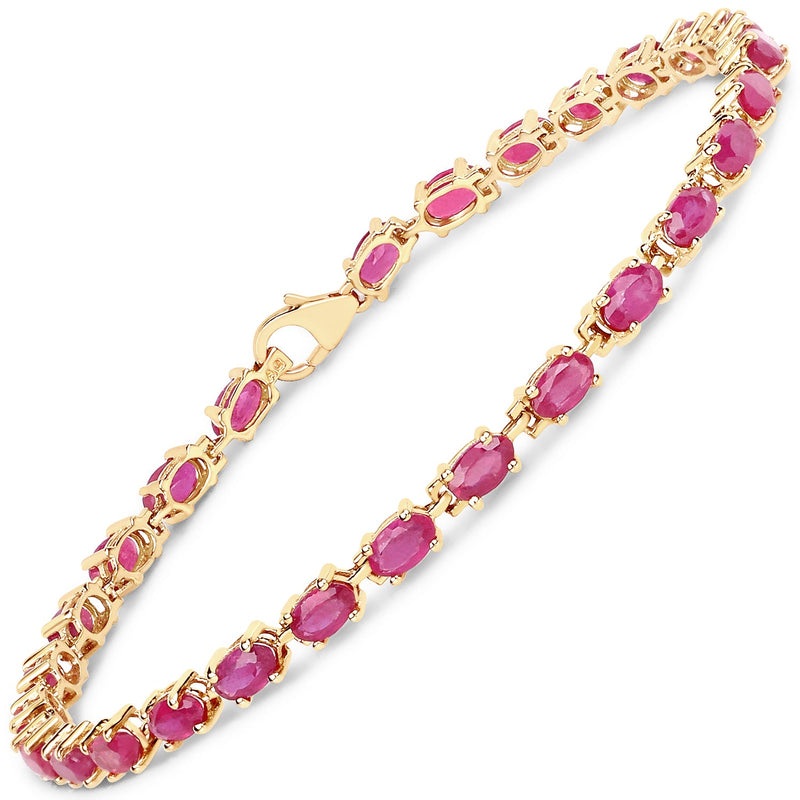Bids.com 14K Yellow Gold Plated 7.00 Carat Glass Filled Ruby .925 Sterling Silver Bracelet Bracelets