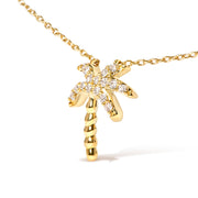 Bids.com 10K Yellow Gold 1/10 Cttw Round Diamond Palm Tree 18" Inch Pendant Necklace (H-I Color, I1-I2 Clarity) Necklaces