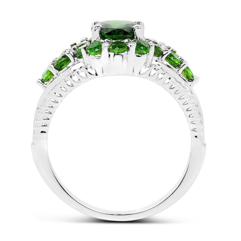 Bids.com 2.28 Carat Genuine Chrome Diopside .925 Sterling Silver Ring Rings