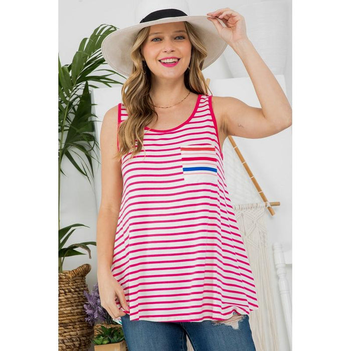 Plus Mixed Stripe Tank Top