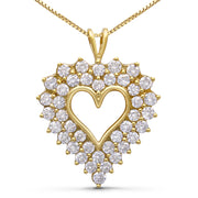 Bids.com 14K Yellow Gold Plated .925 Sterling Silver 4.0 Cttw Diamond Shadow Frame Heart 18" Pendant Necklace (J-K Color, I1-I2 Clarity) Necklaces