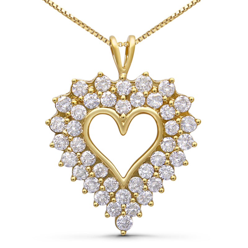 Bids.com 14K Yellow Gold Plated .925 Sterling Silver 4.0 Cttw Diamond Shadow Frame Heart 18" Pendant Necklace (J-K Color, I1-I2 Clarity) Necklaces