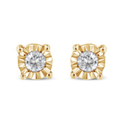 Bids.com 10K Yellow Gold Plated .925 Sterling Silver 1/10 Cttw Round Brilliant-Cut Diamond Miracle-Set Stud Earrings (J-K Color, I3 Clarity) Earrings