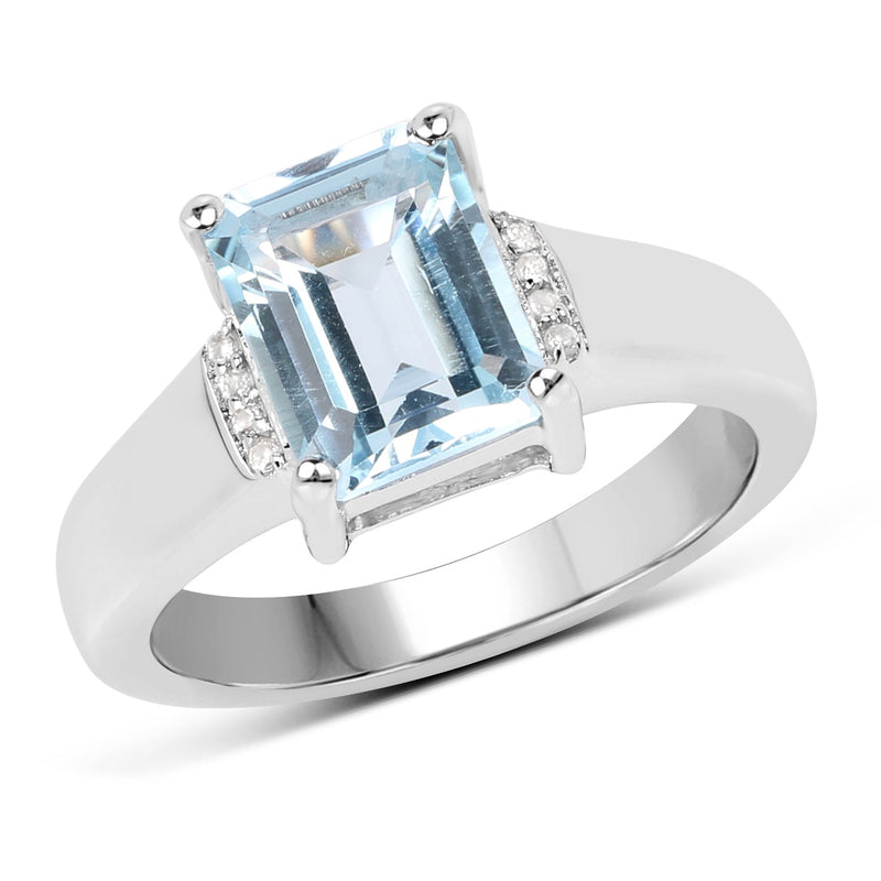 Bids.com 2.64 Carat Genuine Blue Topaz and White Topaz .925 Sterling Silver Ring Rings