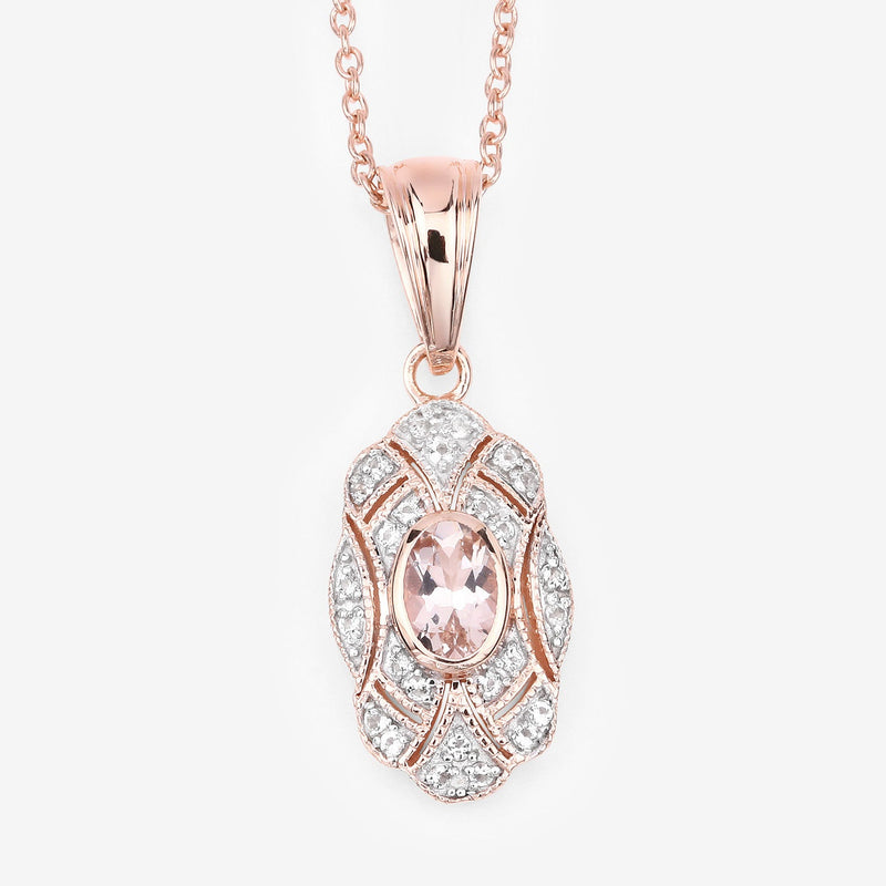 Bids.com 0.52 Carat Genuine Morganite and White Topaz .925 Sterling Silver Pendant Pendants