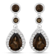 Bids.com 7.34 Carat Genuine Smoky Quartz and White Topaz .925 Sterling Silver Earrings Earrings