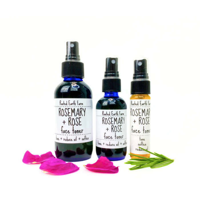 Rooted Earth Farm + Apothecary - Rose + Rosemary Face Toner 2oz - 4oz. 