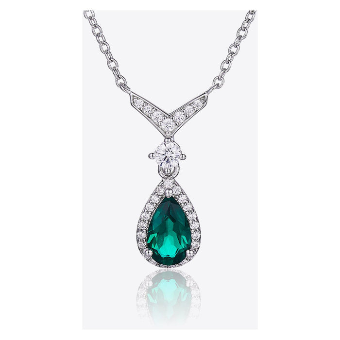 Lab-Grown Emerald Teardrop Necklace