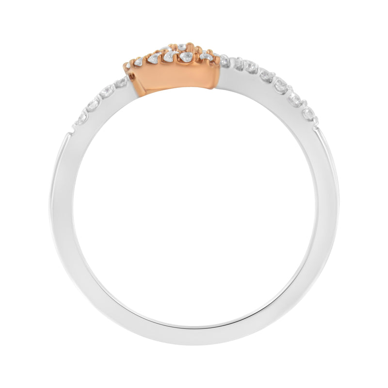 Bids.com 10K Rose Gold over .925 Sterling Silver 1/5 Cttw Diamond Two Tone Open Heart Promise or Fashion Ring (I-J Color, I2-I3 Clarity) - Size 6 Rings