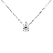 Bids.com 14K White Gold 1/10 Cttw Pear Shape Lab Grown Diamond Solitaire Pendant Necklace (F-G Color, VS2-SI1 Clarity) Necklaces