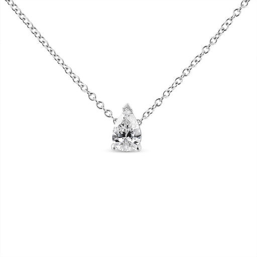 Bids.com 14K White Gold 1/10 Cttw Pear Shape Lab Grown Diamond Solitaire Pendant Necklace (F-G Color, VS2-SI1 Clarity) Necklaces