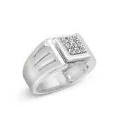 Bids.com .925 Sterling Silver Diamond Accent Miracle-Set 9 Stone Ridged Band Gentlemen's Fashion Ring (I-J Color, I3 Clarity) - Size 10 Rings