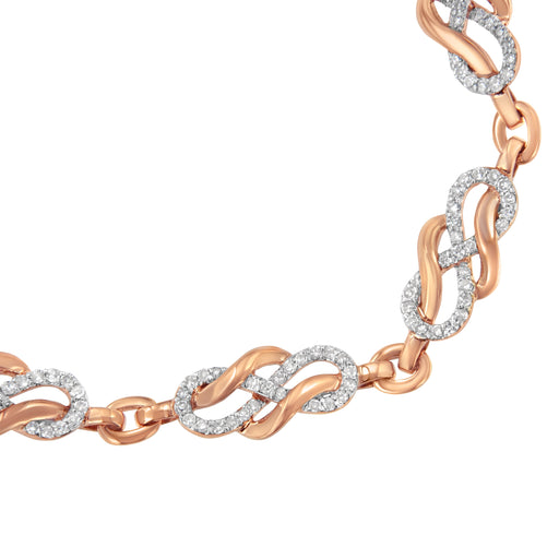 Bids.com 10K Rose Gold 1.0 Cttw Diamond Infinity Loop and Swirl Link Bracelet (I-J Color, I2-I3 Clarity) - 7.25" Inches Bracelets