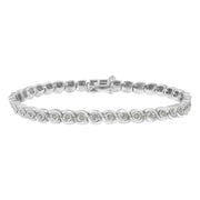 Bids.com .925 Sterling Silver 1.0 cttw Miracle Set Diamond Spiraling Bezel Link Bracelet(I-J Color, I3 Clarity) -7.25" Bracelets