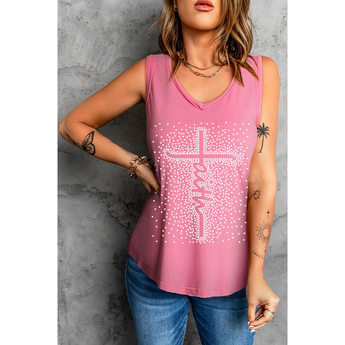 Faith Wide Strap Tank in Carnation Pink