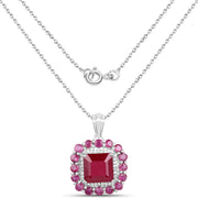 Bids.com 8.48 Carat Glass Filled Ruby and White Topaz .925 Sterling Silver Pendant Pendants