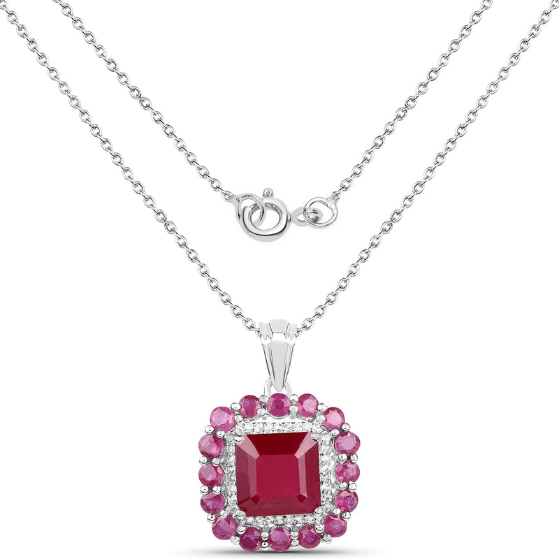 Bids.com 8.48 Carat Glass Filled Ruby and White Topaz .925 Sterling Silver Pendant Pendants