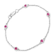 Bids.com 0.65 Carat Genuine Ruby .925 Sterling Silver Bracelet Bracelets