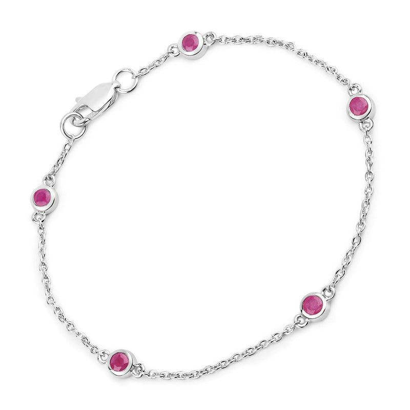 Bids.com 0.65 Carat Genuine Ruby .925 Sterling Silver Bracelet Bracelets