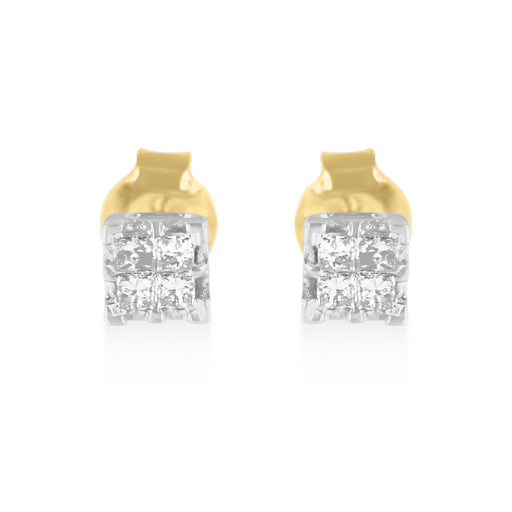 Bids.com 10k Yellow Gold Princess Diamond Quad Stud Earrings (1/4 cttw, J-K Color, I2-I3 Clarity) Earrings