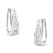 Bids.com 14k White Gold 1/4 Cttw Channel-Set Brilliant Round-Cut Diamond Hoop Earrings (I-J Color, I2-I3 Clarity) Earrings