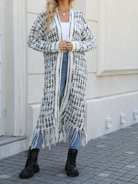 Knitted Fringed Long Cardigan Duster HFLHHS5DCL