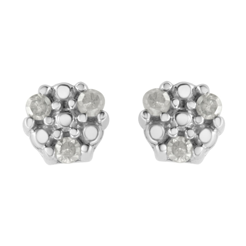 Bids.com .925 Sterling Silver 1/10 cttw Prong Set Round-Cut Trio Diamond Stud Earrings (I-J Color, I3 Clarity) Earrings