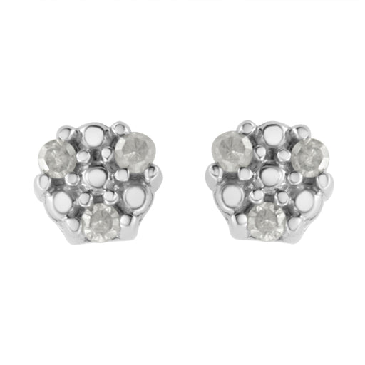 Bids.com .925 Sterling Silver 1/10 cttw Prong Set Round-Cut Trio Diamond Stud Earrings (I-J Color, I3 Clarity) Earrings