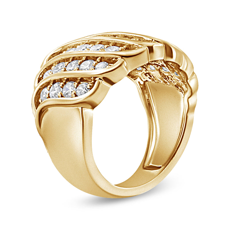 Bids.com 14K Yellow Gold Plated .925 Sterling Silver 2.00 Cttw Diamond Multi Row Band Ring (J-K Color, I1-I2 Clarity) - Ring Size 7 Rings