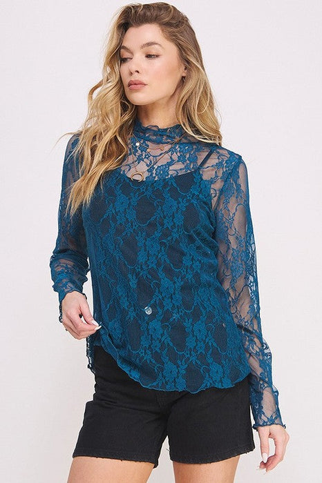 Mesh Floral Print Top in Plus Size