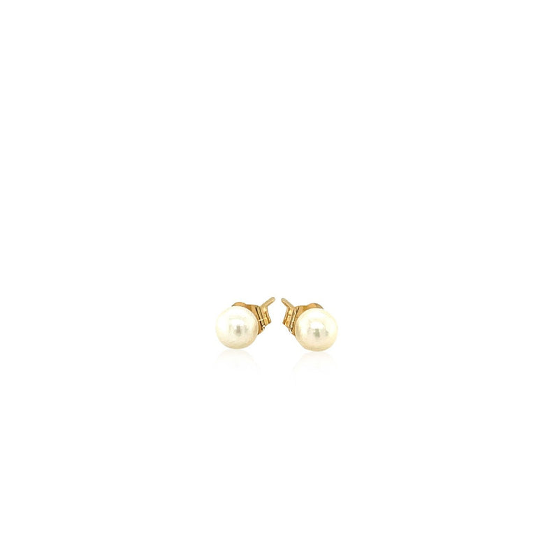 Bids.com 14k Yellow Gold Freshwater Cultured White Pearl Stud Earrings (4.0 mm) Earrings
